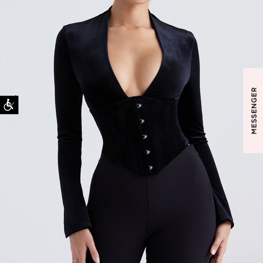 BLACK VELVET CORSET. WORN ONCE, HOUSE OF CB